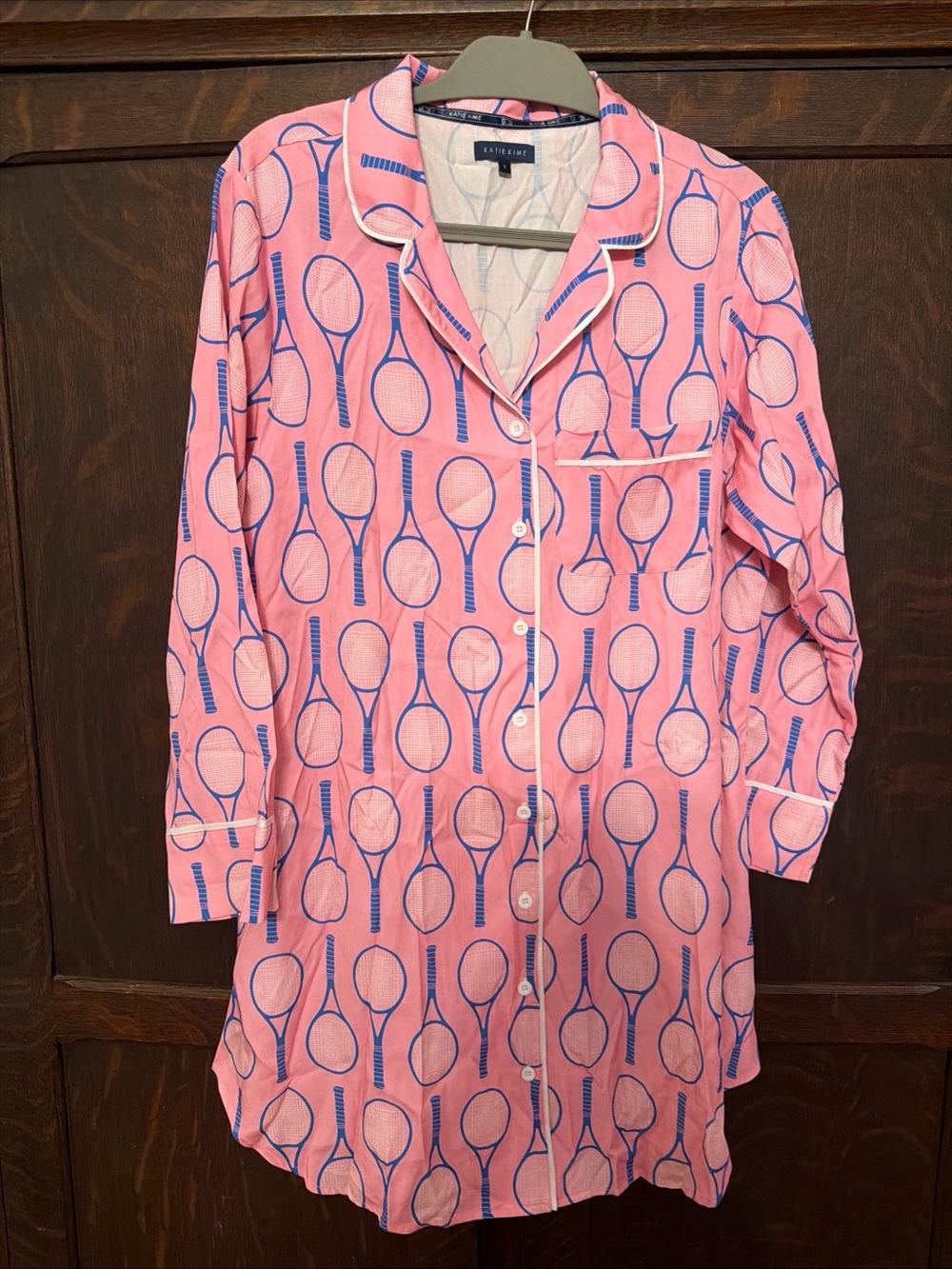 Katie Kime Pink Sleep Dress Tennis Small S Cotton Blend NWOT Button Anthropologi